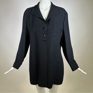 90’s Jacques Vert Blazer Dress Long Sleeve Collared 3 Button Black Size 14